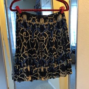 J. McLaughlin black gold silk lined pleated skirt